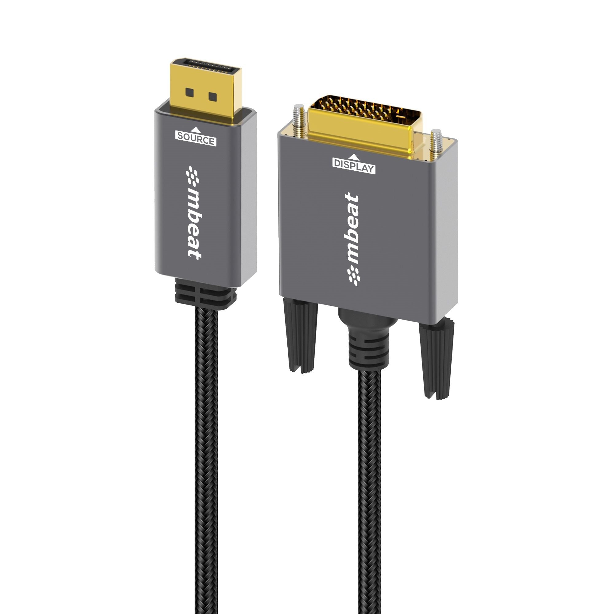 mbeat Tough Link 1.8m DisplayPort to DVI-D Cable Effortless plug and play Resolutions up to 1080p/60Hz (1920×1080) Package Weight: 164g mbeat Tough Link 1.8m DisplayPort to DVI-D Cable Effortless plug and play Resolutions up to 1080p/60Hz (1920×1080) Package Weight: 164g